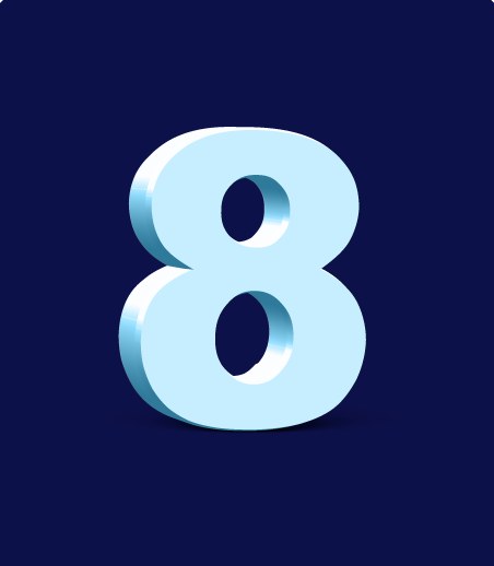 Large three-dimensional number 8